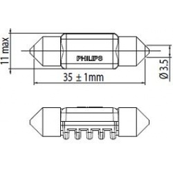 Lemputė LED T10,5x38 6000K Festoon X-tremeVision