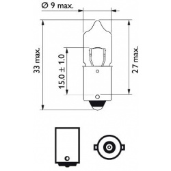 Lemputė 12V  10W BA9S